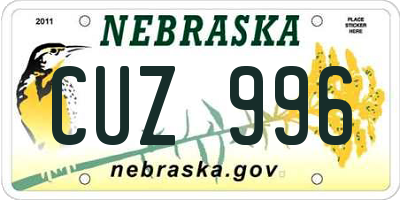 NE license plate CUZ996