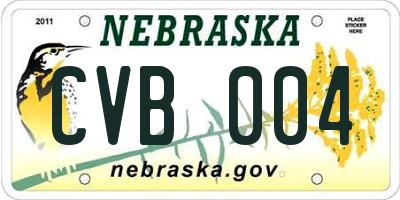 NE license plate CVB004