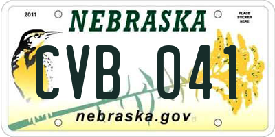 NE license plate CVB041