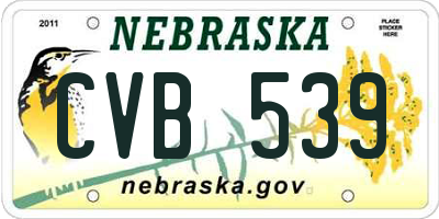 NE license plate CVB539
