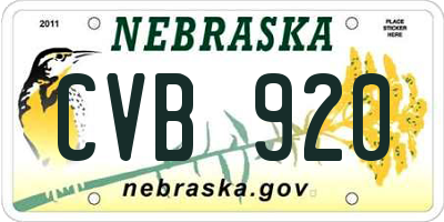 NE license plate CVB920