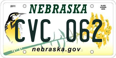 NE license plate CVC062