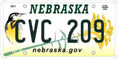 NE license plate CVC209