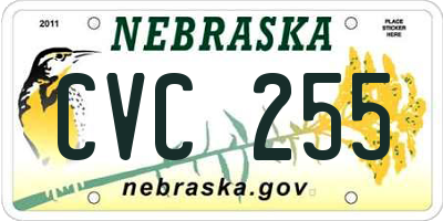 NE license plate CVC255