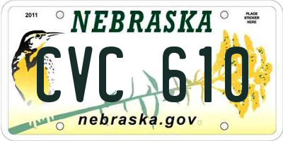 NE license plate CVC610