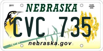 NE license plate CVC735