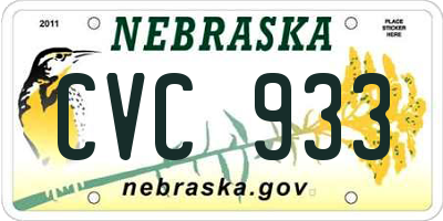 NE license plate CVC933