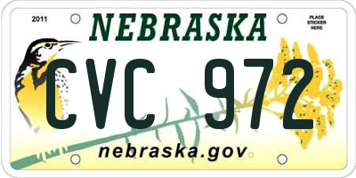 NE license plate CVC972
