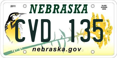 NE license plate CVD135