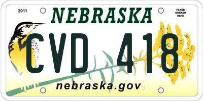 NE license plate CVD418