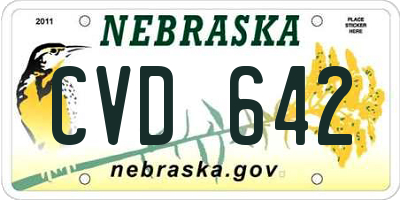 NE license plate CVD642