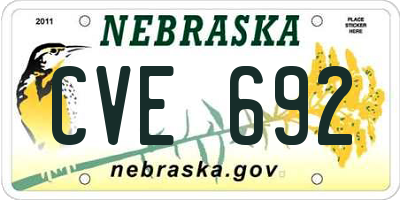 NE license plate CVE692