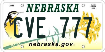 NE license plate CVE777