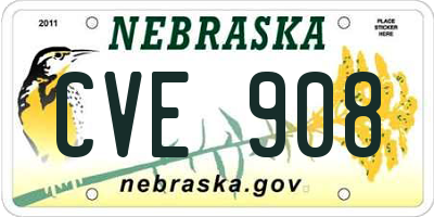 NE license plate CVE908