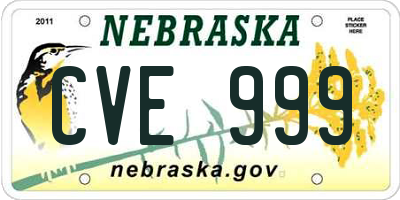 NE license plate CVE999