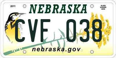 NE license plate CVF038