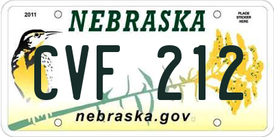 NE license plate CVF212