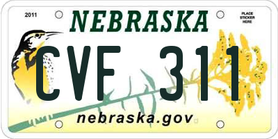 NE license plate CVF311