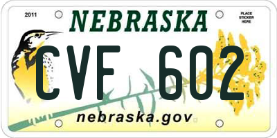 NE license plate CVF602