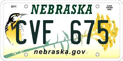 NE license plate CVF675