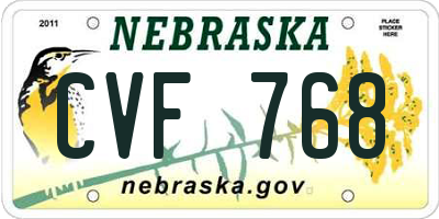 NE license plate CVF768