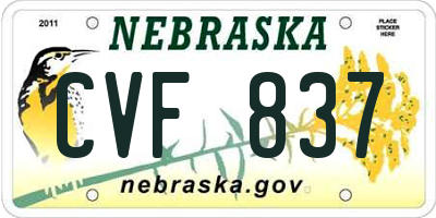 NE license plate CVF837