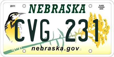 NE license plate CVG231