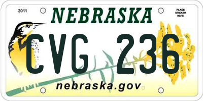 NE license plate CVG236
