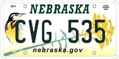 NE license plate CVG535