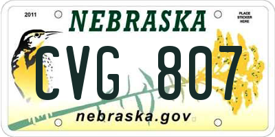 NE license plate CVG807