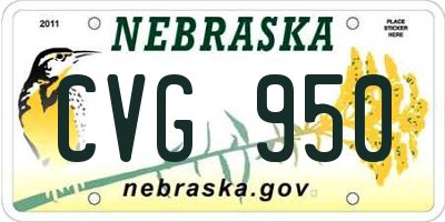 NE license plate CVG950