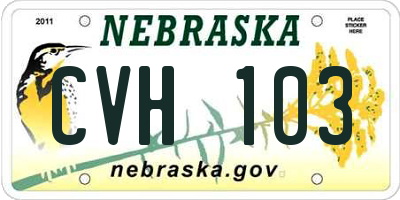 NE license plate CVH103