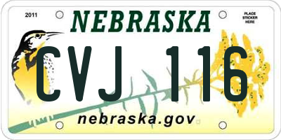 NE license plate CVJ116