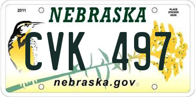 NE license plate CVK497