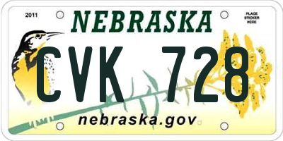 NE license plate CVK728