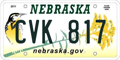 NE license plate CVK817