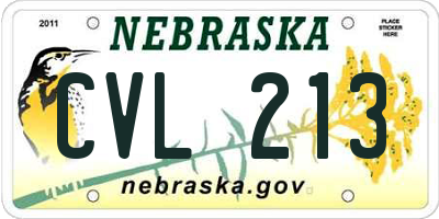 NE license plate CVL213