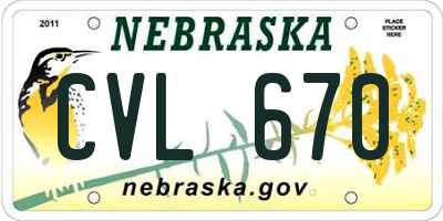 NE license plate CVL670