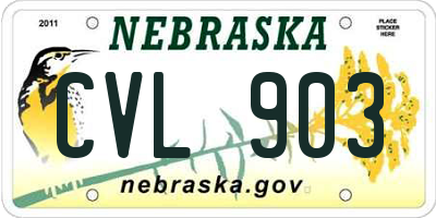 NE license plate CVL903