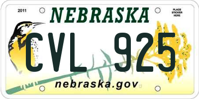 NE license plate CVL925