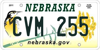 NE license plate CVM255