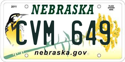 NE license plate CVM649