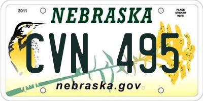 NE license plate CVN495