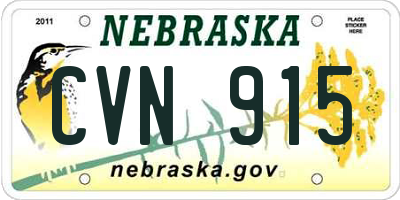 NE license plate CVN915