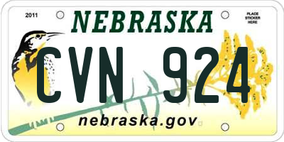 NE license plate CVN924