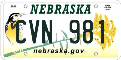 NE license plate CVN981