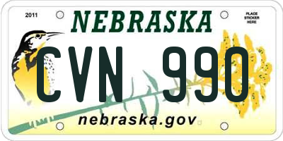 NE license plate CVN990