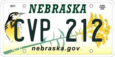 NE license plate CVP212