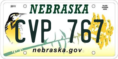 NE license plate CVP767