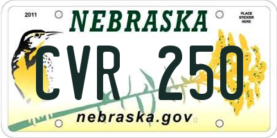 NE license plate CVR250